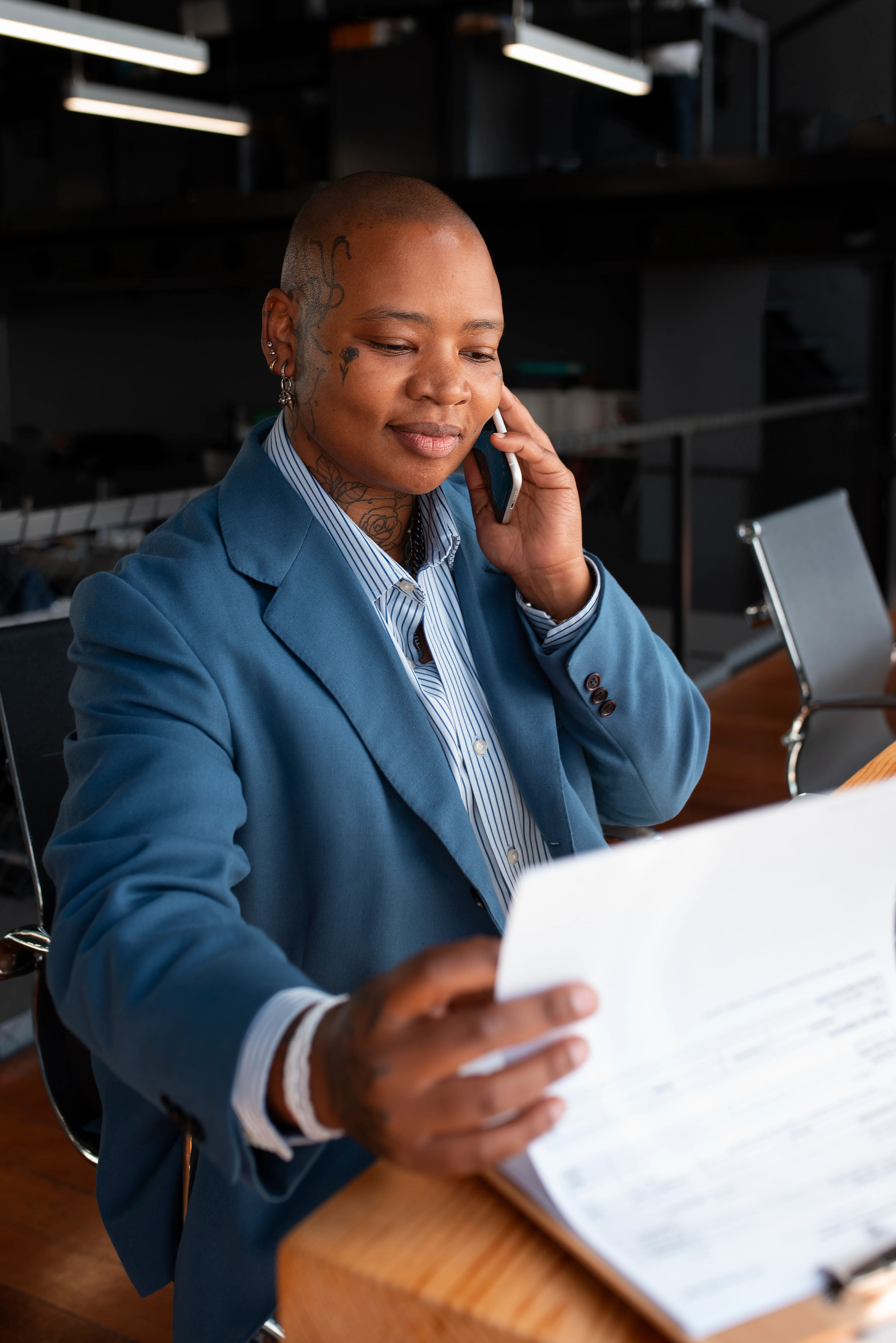 A property manager working at a laptop